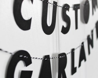 CUSTOM 2" GARLAND // monochrome strung letters, minimalist design, your message here, personalised garland, business brand tagline