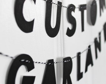 CUSTOM 3" GARLAND // strung letters, minimalist design, monochrome, your message here, personalised banner, your business brand name