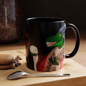 Unique Artistic Coffee Mug, Raptor Themed Mug, Fantasy Coffee Cup, Halloween Decor, Gift for Dreamers