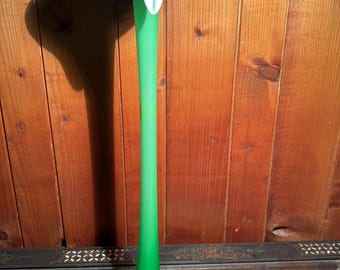 Tall Green Murano Style Art Glass Vase - Hand-Blown Fluted Mid-Century Decor