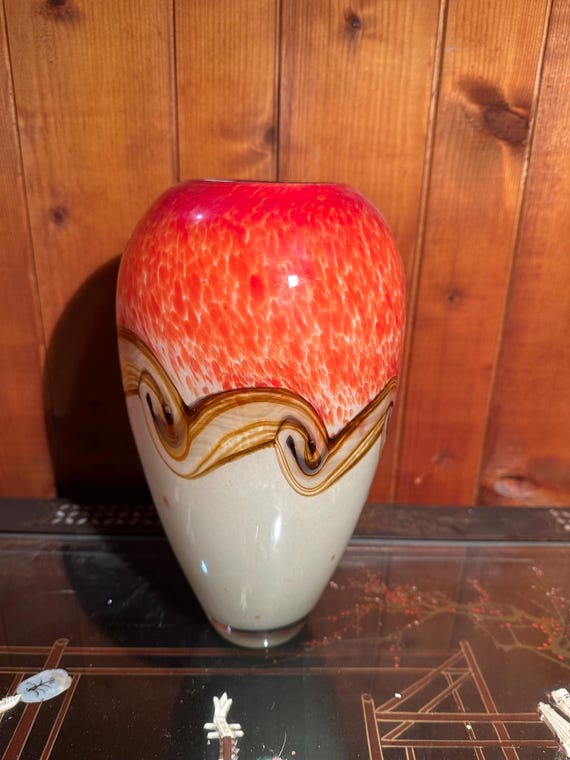 Soliflore en verre soufflé de Murano torse rouge 1970 - Hello Broc