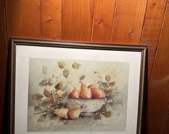 Watercolor Fruit Art Watercolor Print in Frame | Country Kitchen Wall Decor | Signed Rustic Artwork