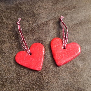 Clay Heart Ornaments/Charms - Set of 2