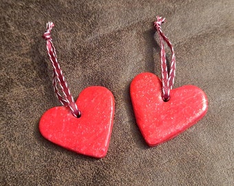 Clay Heart Ornaments - Set of 2