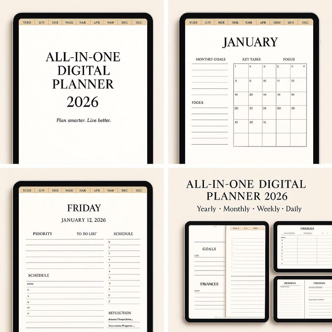 Visual Reference: All In One Digital Planner 2026 Dated Hyperlinked Pdf