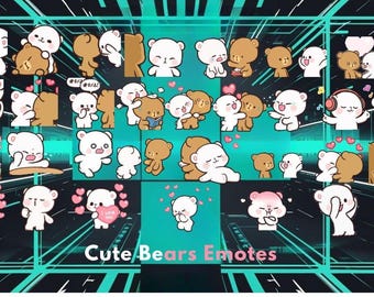 Cute Bear Couple Goals – Kawaii Bear Pair Digital Clipart – Romantic Animal Stickers PNG Pack – Cute Couple Download
