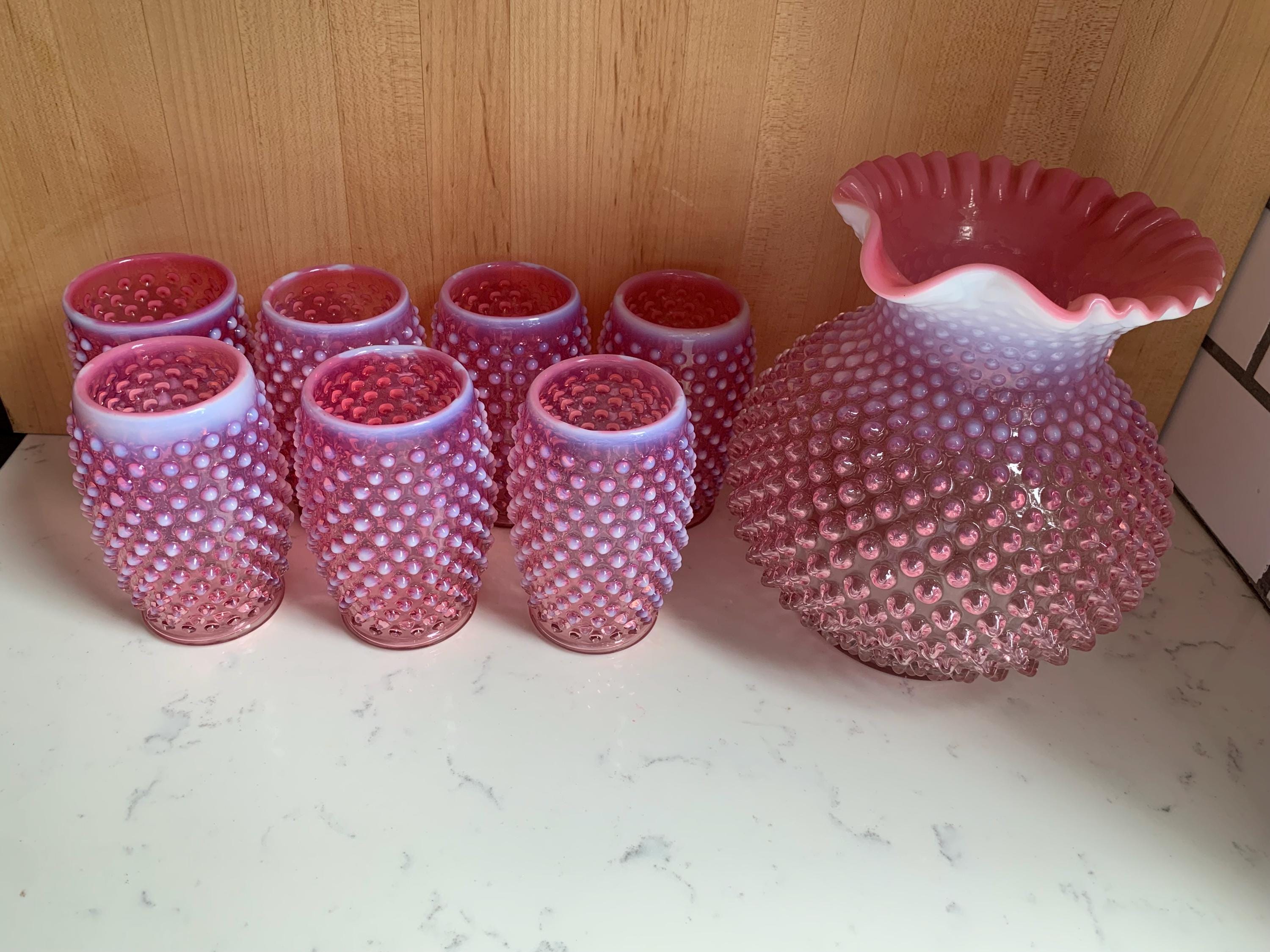 フェントン アート グラス クランベリー オパールセント ホブネイル