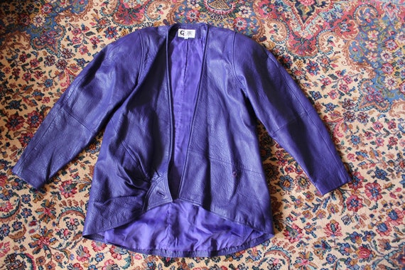 1980s C III Purple Leather Coat • Medium Purple L… - image 8