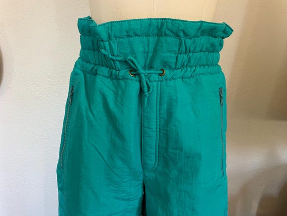Vintage Ellesse Ski Pants, Made in Italy, Turquoise, 1980s/90s Zip front with drawstring View 6