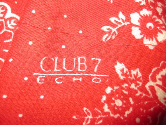 1970's Red Western Bandana | Vintage Red Club 7 E… - image 6
