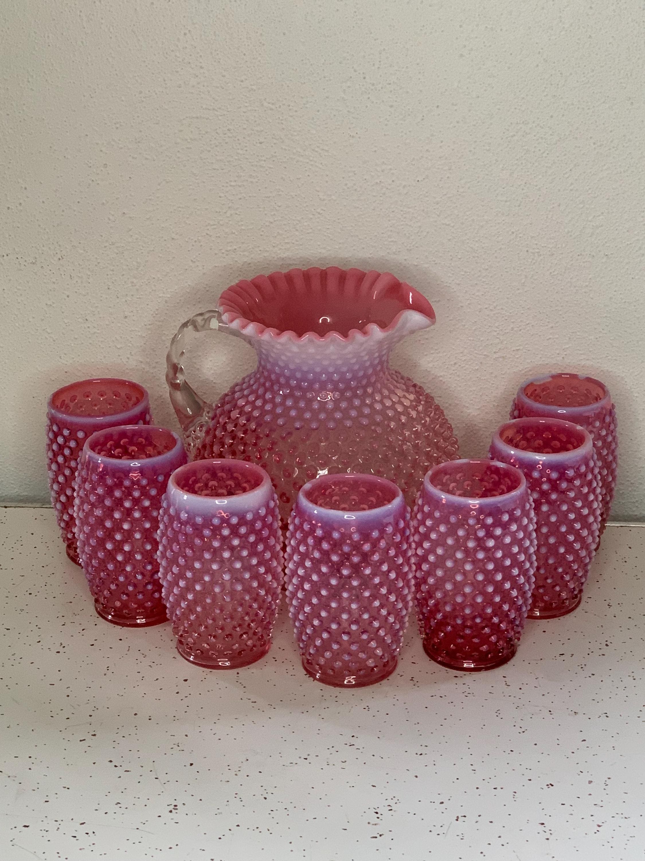 フェントン アート グラス クランベリー オパールセント ホブネイル