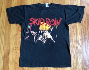 Camiseta gráfica de rock negra de los años 90 de Skid Row Slave to the Grind