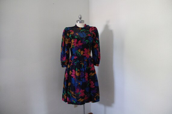 1980's Pauline Trigere Floral Dress