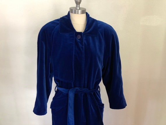 1980's Royal Blue Velour Coat | Power Coat | Velve