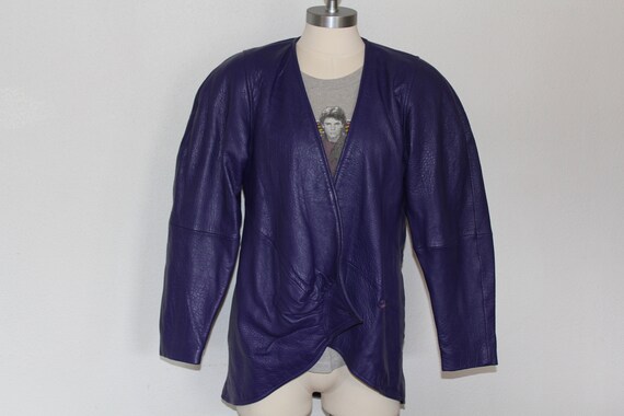 1980s C III Purple Leather Coat • Medium Purple L… - image 3