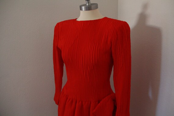 Lawrence Red Silk 1980s Cocktail dress - image 4