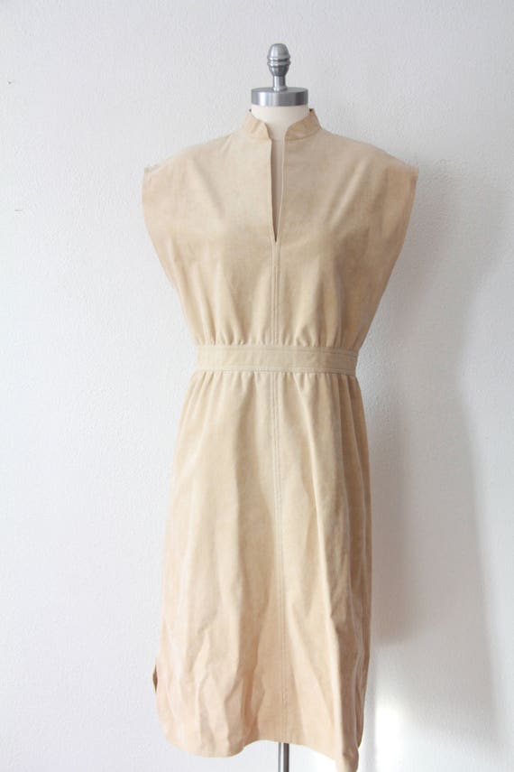 Vintage Mollie Parnis ultrasuede sleeveless dress