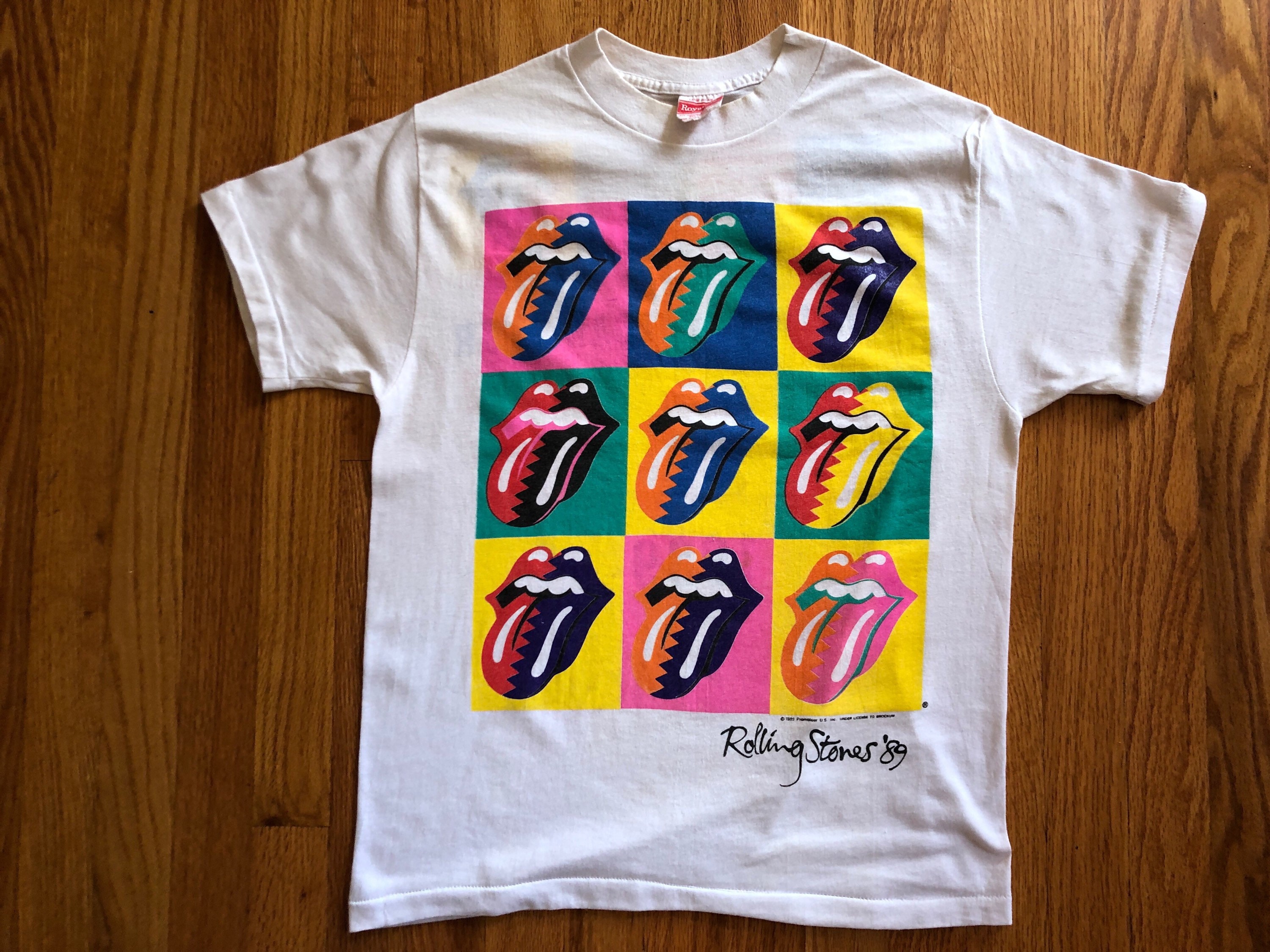 Vintage White Rolling Stones Andy Warhol Multi Color Tongue Tshirt