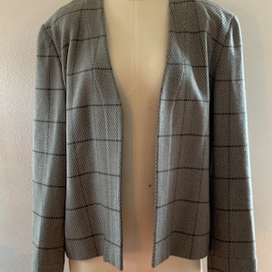 Vintage Giorgio Armani, Wool and Cashmere Blazer, 1980&#39;s Designer Women&#39;s Blazer, Houndstooth Wool Blazer, Beige Blazer, Made in Italy