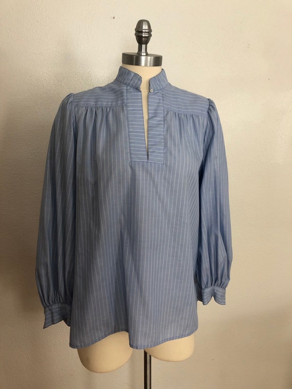 Vintage Blue Striped Blouse with Tie | Maxime Blo… - image 3