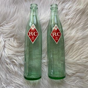 1950&#39;s RC Royal Crown Cola Soda bottles, Vintage Pop Bottles, Vintage Glass Bottles, 16 ounce glass soda bottles