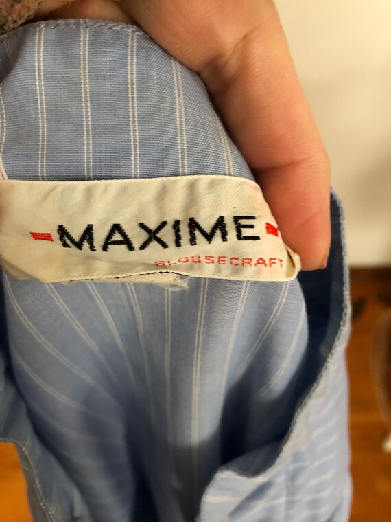 Vintage Blue Striped Blouse with Tie | Maxime Blo… - image 7