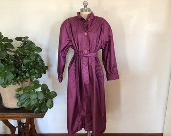 Plum Rain Coat Fully Lined | Chiango By Fleet Street | Vintage Plum Colored Trench |  Vintage Raincoat | 1980's Trench | 80's raincoat