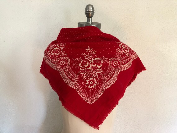 1970's Red Western Bandana | Vintage Red Club 7 E… - image 9
