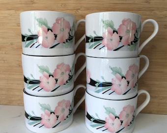 Set di 6 tazze da tè vintage Sango Jolie • Tazze da caffè • Tazza Jolie 253319 • Sango Corea • Cucina vintage • Hyon Li • Tazze da caffè Sango anni '80