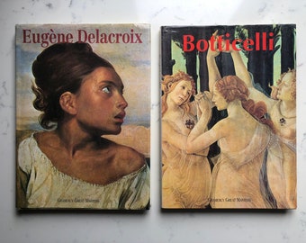 Botticelli and Eugene Delacroix glossy hard cover Coffee Table Books 1990’s Gramercy Great Masters Set of two