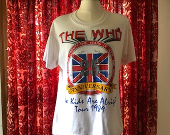 The Who • The Kids Alright 25th Anniversary Tour • Original 1989 Vintage Concert T-shirt Large• Pete Townshend • Roger Daltrey • Keith Moon