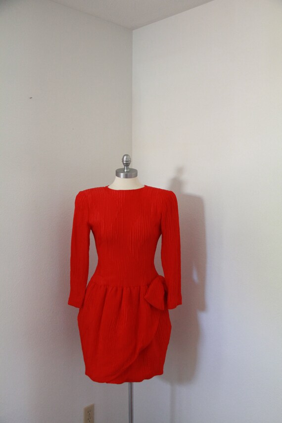 Lawrence Red Silk 1980s Cocktail dress - image 2