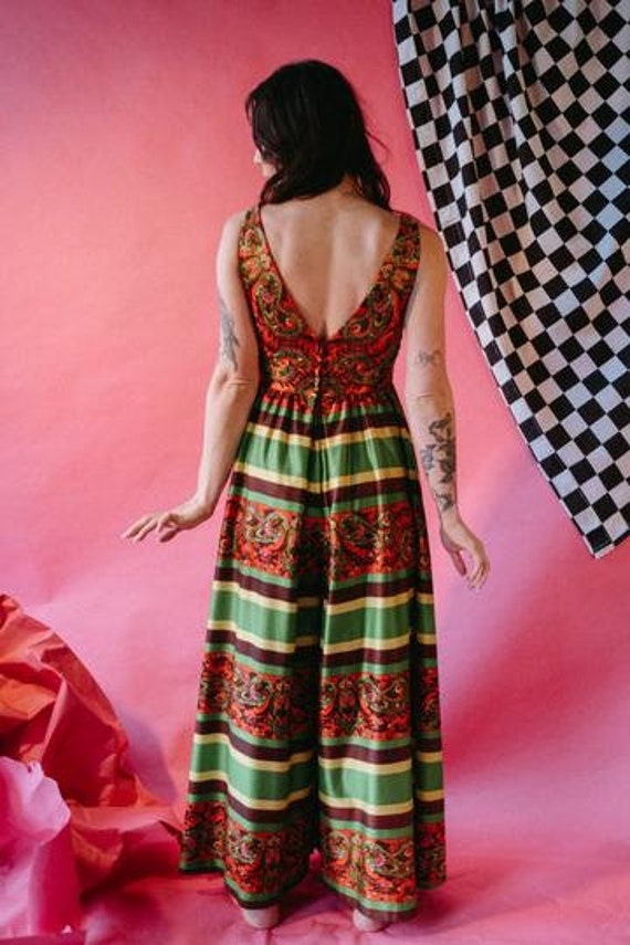 1960/1970s Velour Jumpsuit Romper, Lined in Orang… - image 2