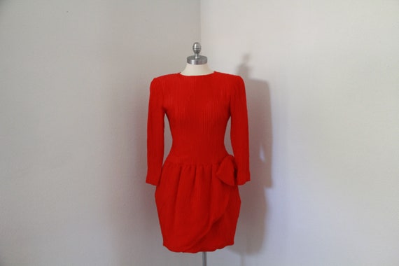 Lawrence Red Silk 1980s Cocktail dress - image 1