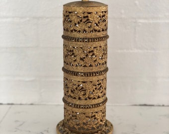 Vintage Hollywood Regency Gold Hairspray Can Cover, Gold Filigree Can Cover, Vintage Makeup Table Vintage Vanity Accessories, Movie Props