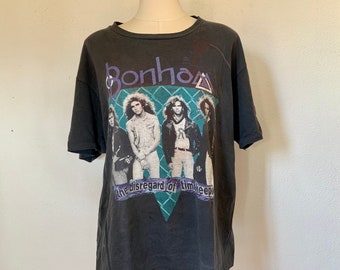 Bonham • The Disregard of Timekeeping 1989 • Concert T-Shirt • Concert Tee Shirt • Vintage Bonham Souvenir • Black Bonham T-shirt