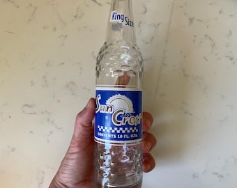 Bottiglia vintage di soda Sun Crest - Blu e bianca - 295 ml (10 oz) per bibite, vecchia bottiglia degli anni '60/'70