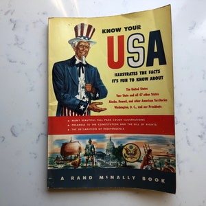 Kennen Sie Ihr USA Vintage Rand McNally Kartenbuch, Copyright 1933, Kartenstudienführer, USA-Kartenbuch