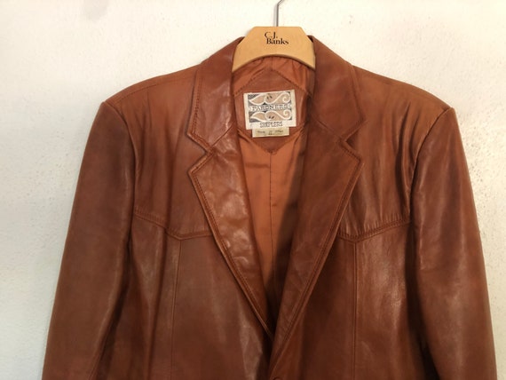 1970’s Vintage Tan Leather Blazer | 100% Lamb Lea… - image 2