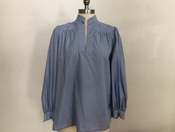 Vintage Blue Striped Blouse with Tie | Maxime Blo… - image 2