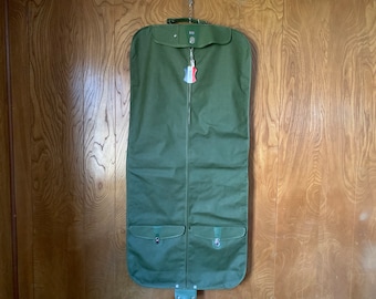 Vintage Green American Tourister Hanging Garment Bag with Pockets, Luggage Travel Bag, Closet Organizer, Clothing Bag