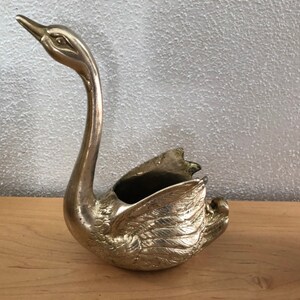Solid Brass Large Swan Planter Figurine