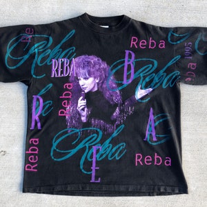 Vintage Reba McEntire • All Over Print with “Reba” • Concert• T-shirt • Vintage Country T-Shirts • Rare Concert T-Shirts • 1995 Reba