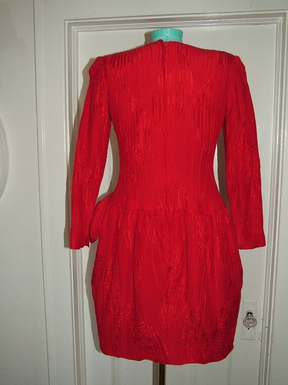 Lawrence Red Silk 1980s Cocktail dress - image 8