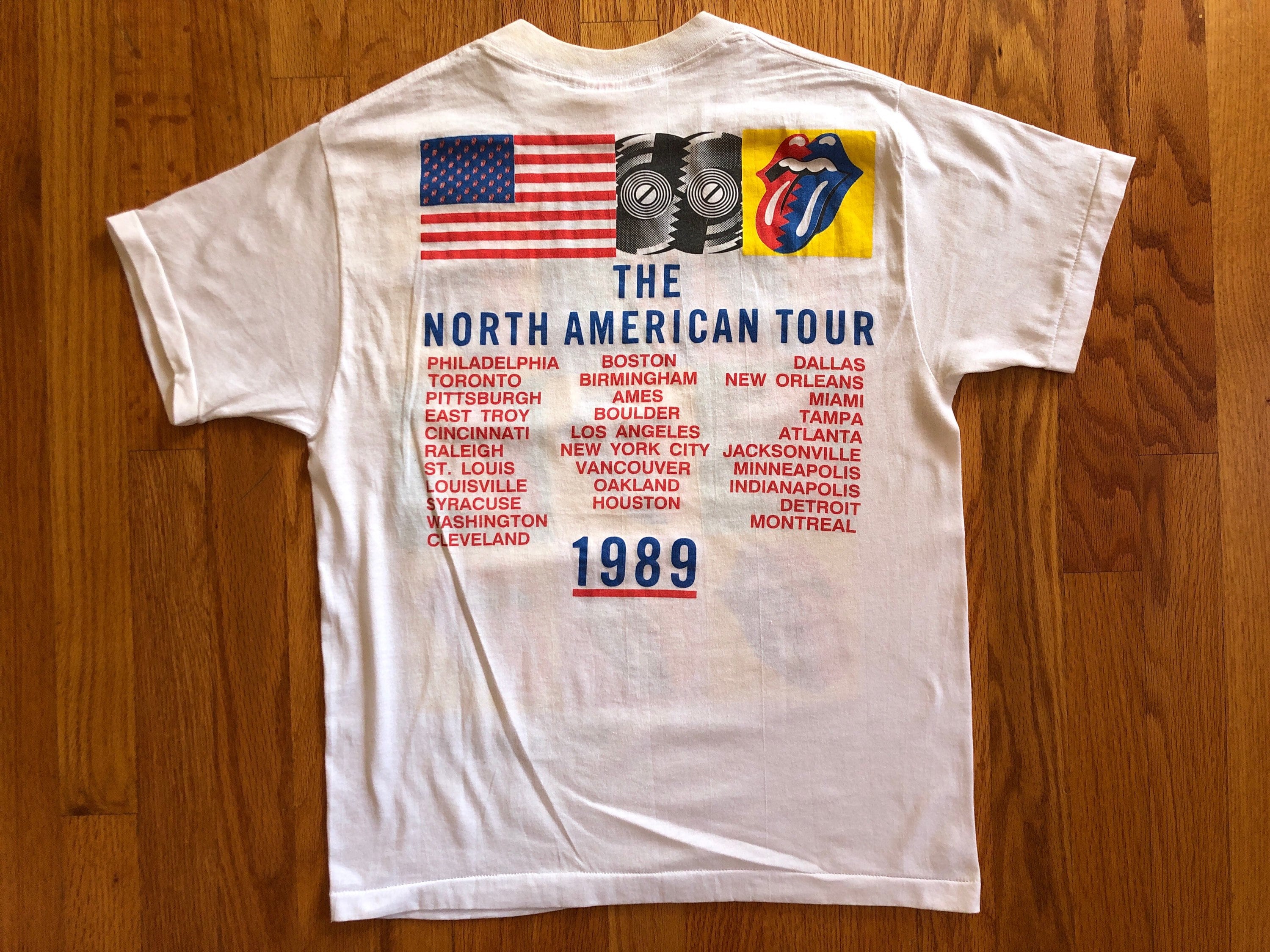 Vintage White Rolling Stones Andy Warhol Multi Color Tongue Tshirt
