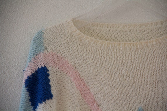 Sweater• 1970s • Color Block • Triangle • Pink • … - image 3