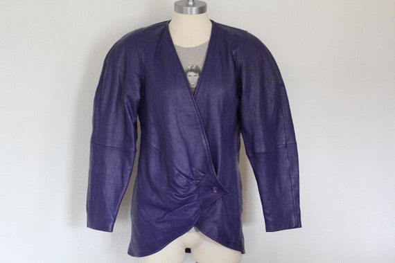 1980s C III Purple Leather Coat • Medium Purple L… - image 2