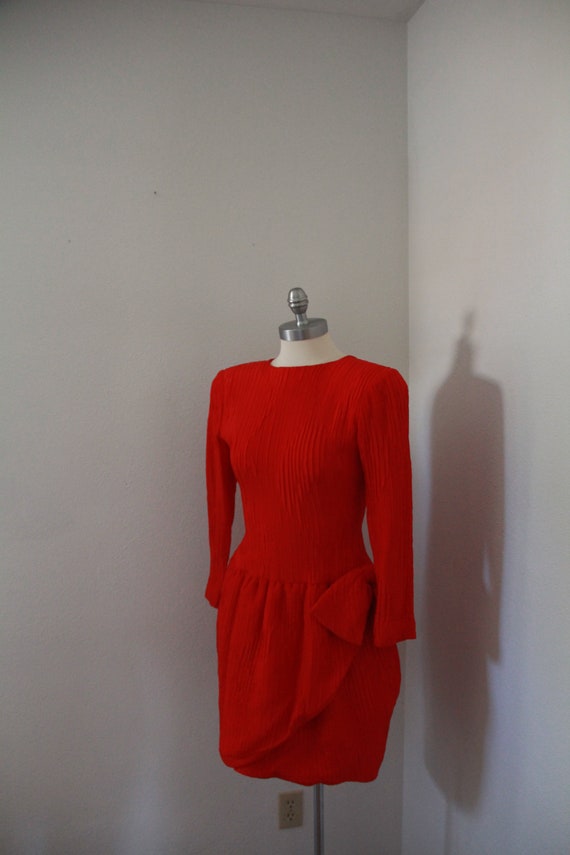 Lawrence Red Silk 1980s Cocktail dress - image 5