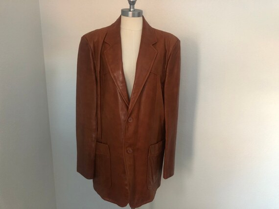 1970’s Vintage Tan Leather Blazer | 100% Lamb Lea… - image 3