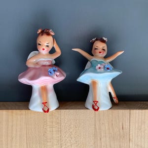 PY/Lefton Ballerina Girl Salt and Pepper Shakers from the 1950&#39;s, made in Japan, MCM Kitsch, Vintage Kitchen Decor, Stamped and Numbered 041
